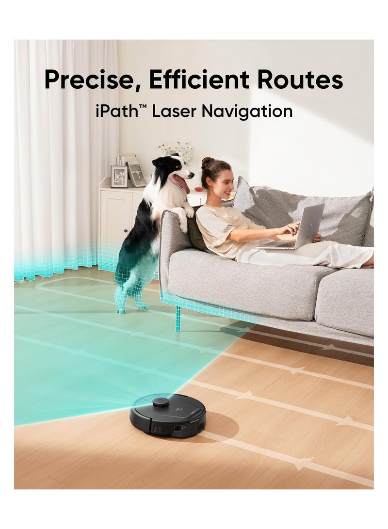 eufy L60 Hybrid Robot Vacuum Cleaner With Mop, Ultra Strong 5,000 Pa Suction To Remove Hair, Dust, iPath Laser Navigation, For Deep Floor Cleaning, Ideal For Hard Floors 50 W T2268V11 Black - Image 3