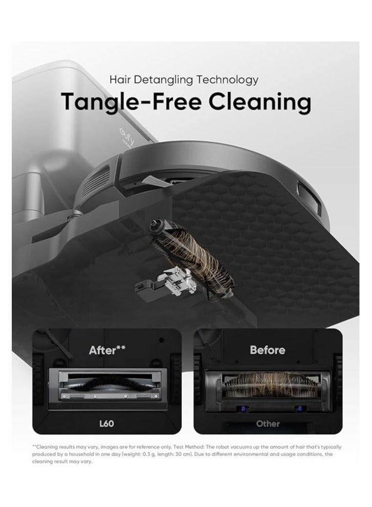 L60 Hybrid Robot Vacuum With Self Empty Station, Hair Detangling Technology, Up To 60 Days Of Hands Free Cleaning, Ultra Strong 5,000 Pa Suction To Remove Hair, Dust, Mop Pad 50 W T2278V11 Black - pnsku/N70058875V/45/_/1711603935/1dd5a331-4b8b-4a0a-9d8b-dba431b0806a