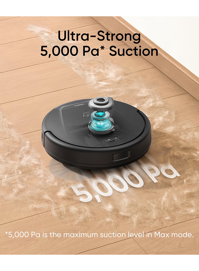 L60 Hybrid Robot Vacuum With Self Empty Station, Hair Detangling Technology, Up To 60 Days Of Hands Free Cleaning, Ultra Strong 5,000 Pa Suction To Remove Hair, Dust, Mop Pad 50 W T2278V11 Black