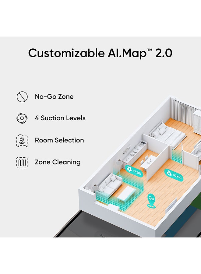 L60 Hybrid Robot Vacuum With Self Empty Station, Hair Detangling Technology, Up To 60 Days Of Hands Free Cleaning, Ultra Strong 5,000 Pa Suction To Remove Hair, Dust, Mop Pad 50 W T2278V11 Black