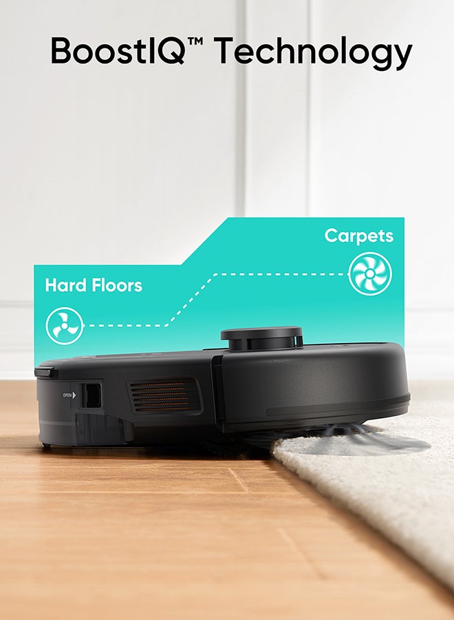 L60 Hybrid Robot Vacuum With Self Empty Station, Hair Detangling Technology, Up To 60 Days Of Hands Free Cleaning, Ultra Strong 5,000 Pa Suction To Remove Hair, Dust, Mop Pad 50 W T2278V11 Black