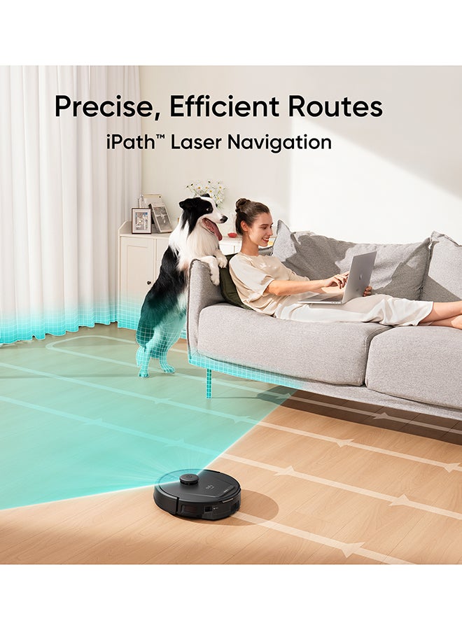 L60 Hybrid Robot Vacuum With Self Empty Station, Hair Detangling Technology, Up To 60 Days Of Hands Free Cleaning, Ultra Strong 5,000 Pa Suction To Remove Hair, Dust, Mop Pad 50 W T2278V11 Black