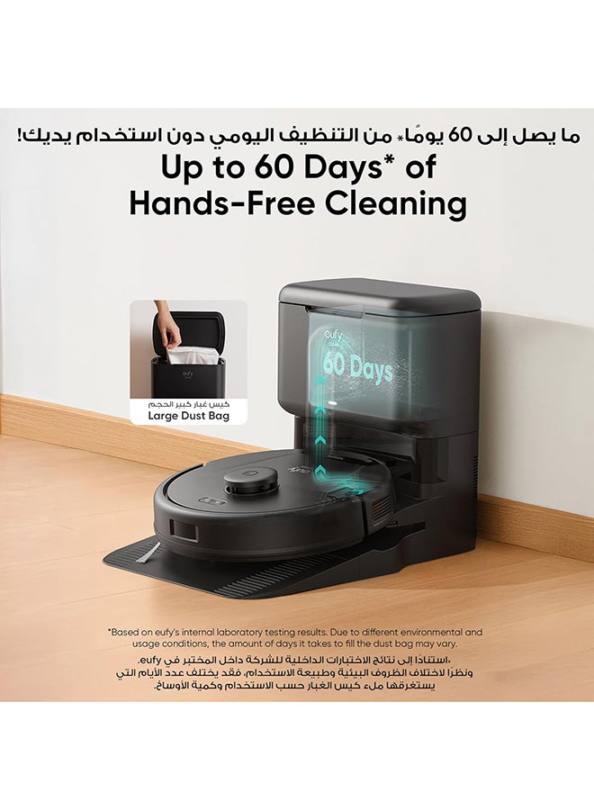 إيوفي مكنسة روبوت مزدوجة eufy L60 مع علبة تفريغ ذاتية، تقنية فكّ تشابك الشعر، ما يصل إلى 60 يومًا من التنظيف الذاتي دون استخدام اليدين، مع ميزة الشفط القوي للغاية بقوة 5000 باسكال لشفط الشعر والغبار بكل أنواعه 50 W T2278V11 - Image 3
