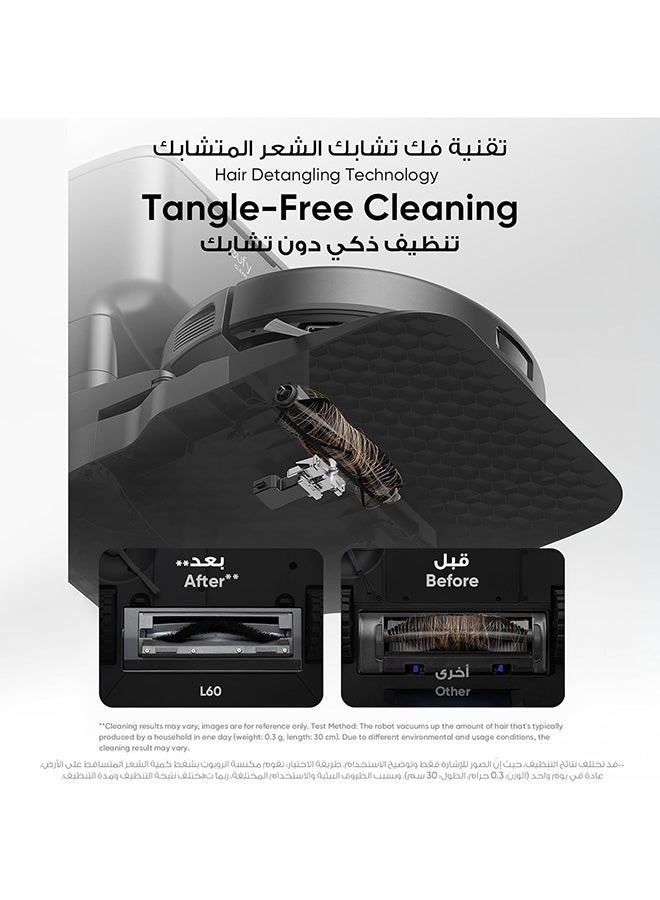 إيوفي مكنسة روبوت مزدوجة eufy L60 مع علبة تفريغ ذاتية، تقنية فكّ تشابك الشعر، ما يصل إلى 60 يومًا من التنظيف الذاتي دون استخدام اليدين، مع ميزة الشفط القوي للغاية بقوة 5000 باسكال لشفط الشعر والغبار بكل أنواعه 50 W T2278V11 - Image 2