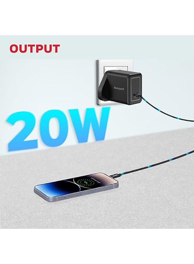 Honeywell Pd 20W Usbc Ultrafast Charger For Iphone 16/15/14/13/12/11 Ipad Google Pixel Samsung Galaxy And Oneplus 3 Yrs Manufacturer Warranty Black Black  - Image 3