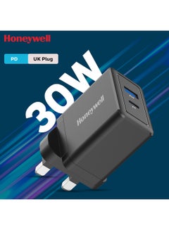 Honeywell 30W Ultra-Fast Charger With USB-C And USB Charger For iPhone 16/15/14/13/12/11, ipad, Google Pixel, Samsung Galaxy And Oneplus, 3 Yrs Manufacturer Warranty Black  - Image 1