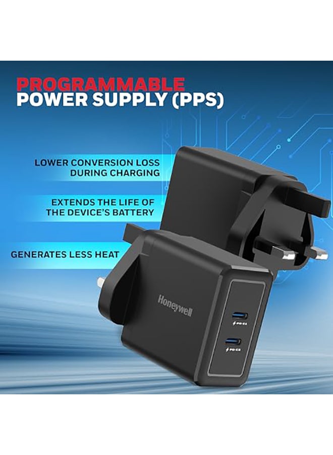 Honeywell Gan 45W Ultrafast Charger With Dual Usbc For Iphone 16/15/14/13/12/11 Ipad Google Pixel Samsung Galaxy And Oneplus 3 Yrs Manufacturer Warranty Black Black - Image 5