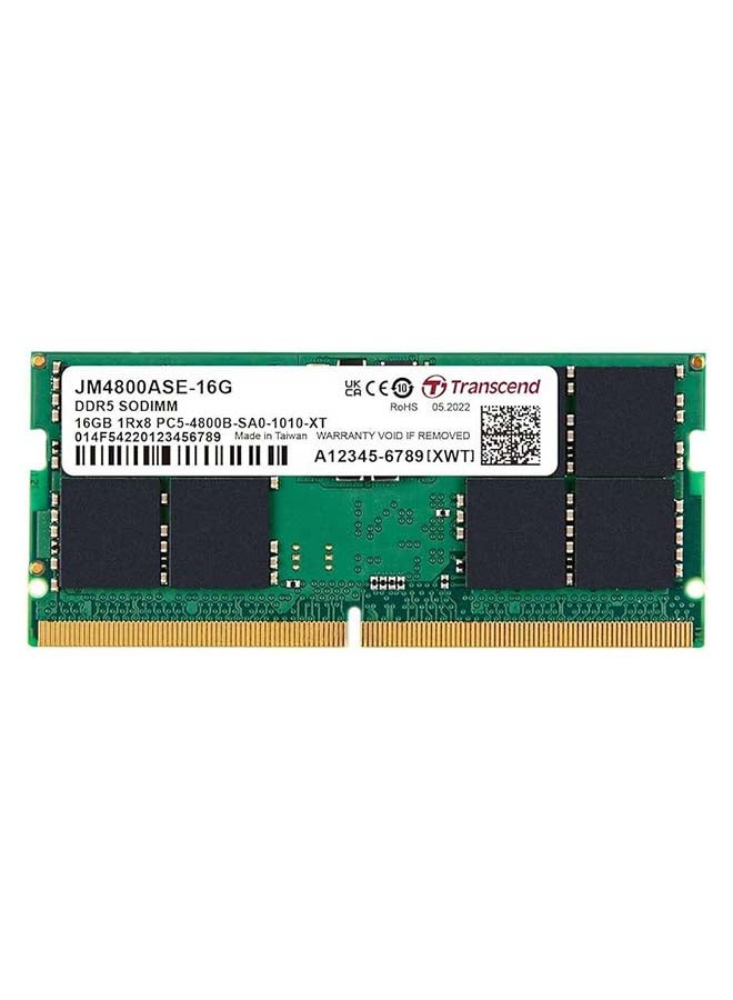 ترانسيند ذاكرة الوصول العشوائي للكمبيوتر المحمول JM DDR5 4800 SO-DIMM 1Rx8 سعة 16 جيجابايت  - Image 1