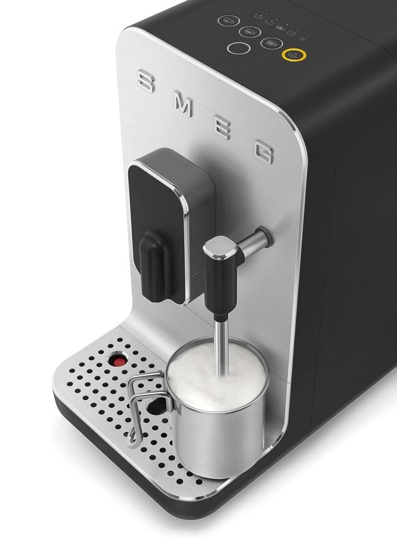 smeg - 50’s Retro Elegance: Bean-to-Cup Coffee Machine with Milk Frother, 8 Beverage Settings, and Precision Grind Functions 1350W 1.4 L 1350 W BCC12BLMUK Matt Black - Image 1