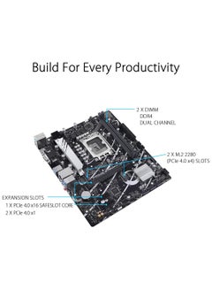 ASUS ASUS Prime B760M-K, Intel B760 LGA 1700 mATX motherboard with PCIe 4.0, two PCIe 4.0 M.2 slots, DDR5, Realtek 2.5Gb Ethernet, VGA, HDMI, SATA 6 Gbps, Front USB 3.2 Gen 1, Aura Sync - Black Black  - Image 3