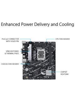 ASUS ASUS Prime B760M-K, Intel B760 LGA 1700 mATX motherboard with PCIe 4.0, two PCIe 4.0 M.2 slots, DDR5, Realtek 2.5Gb Ethernet, VGA, HDMI, SATA 6 Gbps, Front USB 3.2 Gen 1, Aura Sync - Black Black  - Image 2