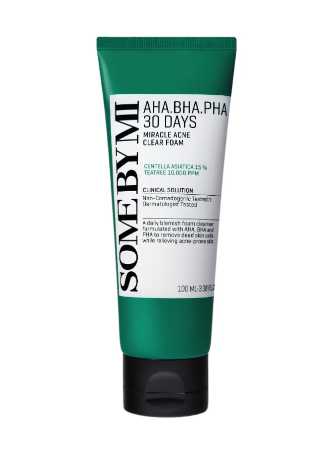 Some by Mi Aha-Bha-Pha 30 Days Miracle Acne Clear Foam Green 100ml - Image 1