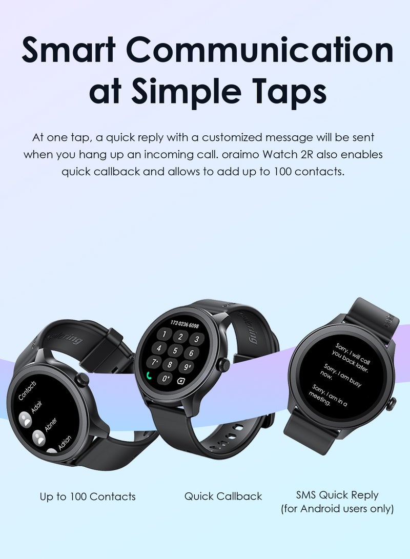 Oraimo - 260 mAh Watch 2R Bluetooth Calling Smart Watch for Men and Women,1.39"HD Smart Fitness Watch with Stepping Meter Heart Rate Monitor,120+ Sports Modes & Quickly Reply SMS Black - Image 1