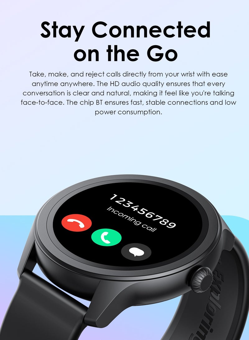 Oraimo - 260 mAh Watch 2R Bluetooth Calling Smart Watch for Men and Women,1.39"HD Smart Fitness Watch with Stepping Meter Heart Rate Monitor,120+ Sports Modes & Quickly Reply SMS Black - Image 1