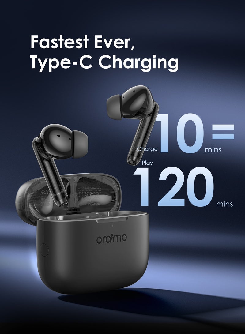 Oraimo - FreePods Lite True Wireless Earbuds Bluetooth TWS Earphone with APP Control,40h Play Time, Anifast Fast Charging,in-Ear Earbuds with Stereo Bass Black - Image 1