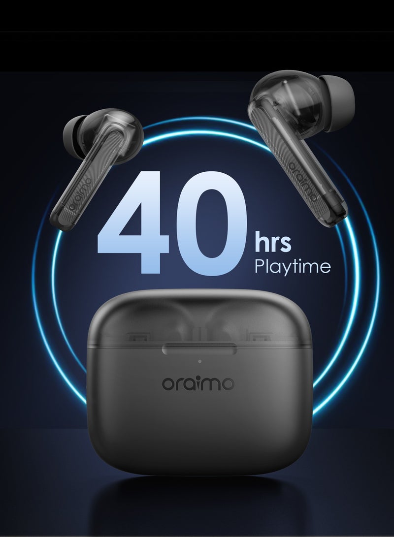 Oraimo - FreePods Lite True Wireless Earbuds Bluetooth TWS Earphone with APP Control,40h Play Time, Anifast Fast Charging,in-Ear Earbuds with Stereo Bass Black - Image 1