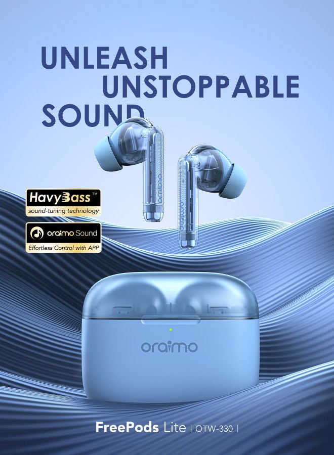 Oraimo FreePods Lite True Wireless Earbuds Bluetooth TWS Earphone with APP Control,40h Play Time, Anifast Fast Charging,in-Ear Earbuds with Stereo Bass Ice Lake Blue - Image 2