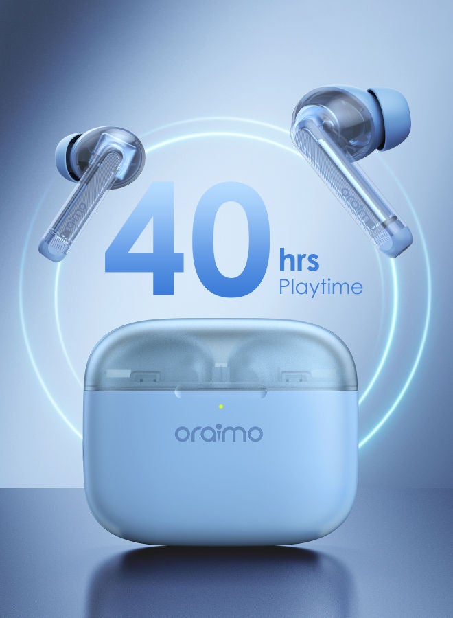 Oraimo FreePods Lite True Wireless Earbuds Bluetooth TWS Earphone with APP Control,40h Play Time, Anifast Fast Charging,in-Ear Earbuds with Stereo Bass Ice Lake Blue - Image 3