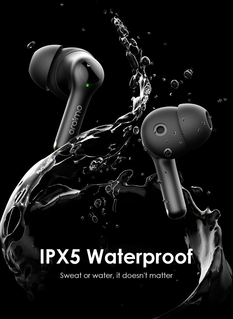 Oraimo - FreePods 3C True Wireless Earbuds Bluetooth Earphone with 4-Mic Call Noise Cancelling,36H Playtime Bluetooth Headphones in-Ear Earbuds with Stereo Bass,Waterproof for Sport Black - Image 1