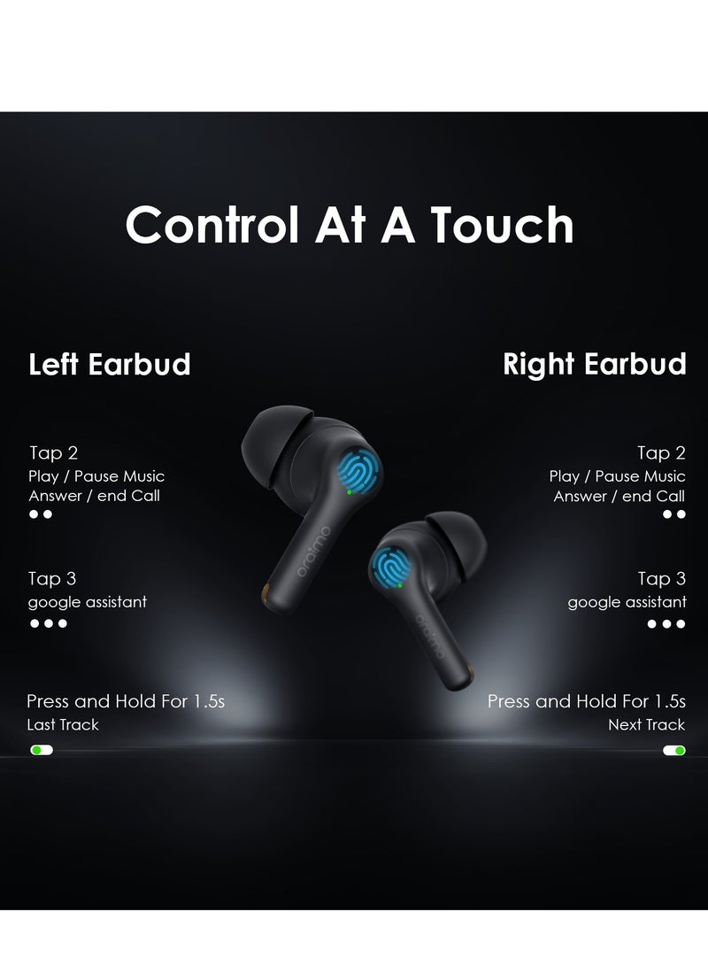Oraimo - FreePods 3C True Wireless Earbuds Bluetooth Earphone with 4-Mic Call Noise Cancelling,36H Playtime Bluetooth Headphones in-Ear Earbuds with Stereo Bass,Waterproof for Sport Black - Image 1
