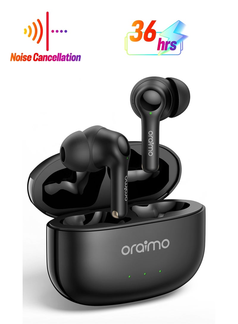 Oraimo - FreePods 3C True Wireless Earbuds Bluetooth Earphone with 4-Mic Call Noise Cancelling,36H Playtime Bluetooth Headphones in-Ear Earbuds with Stereo Bass,Waterproof for Sport Black - Image 1