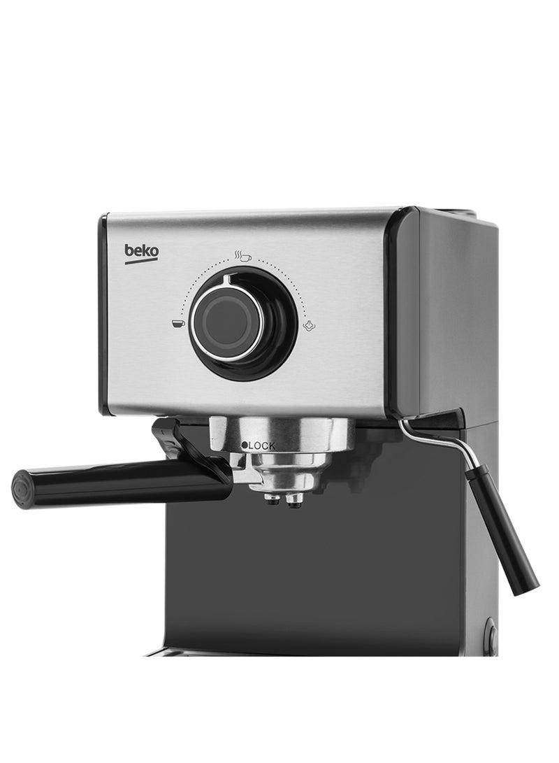 Beko - Espresso Machine 15 Bar Pump Pressure One Touch Brews Espresso Removable Drip Tray & Water Tank Integrated Milk Steamer 1200 ml CEP5152B Stainless Steel - Image 1