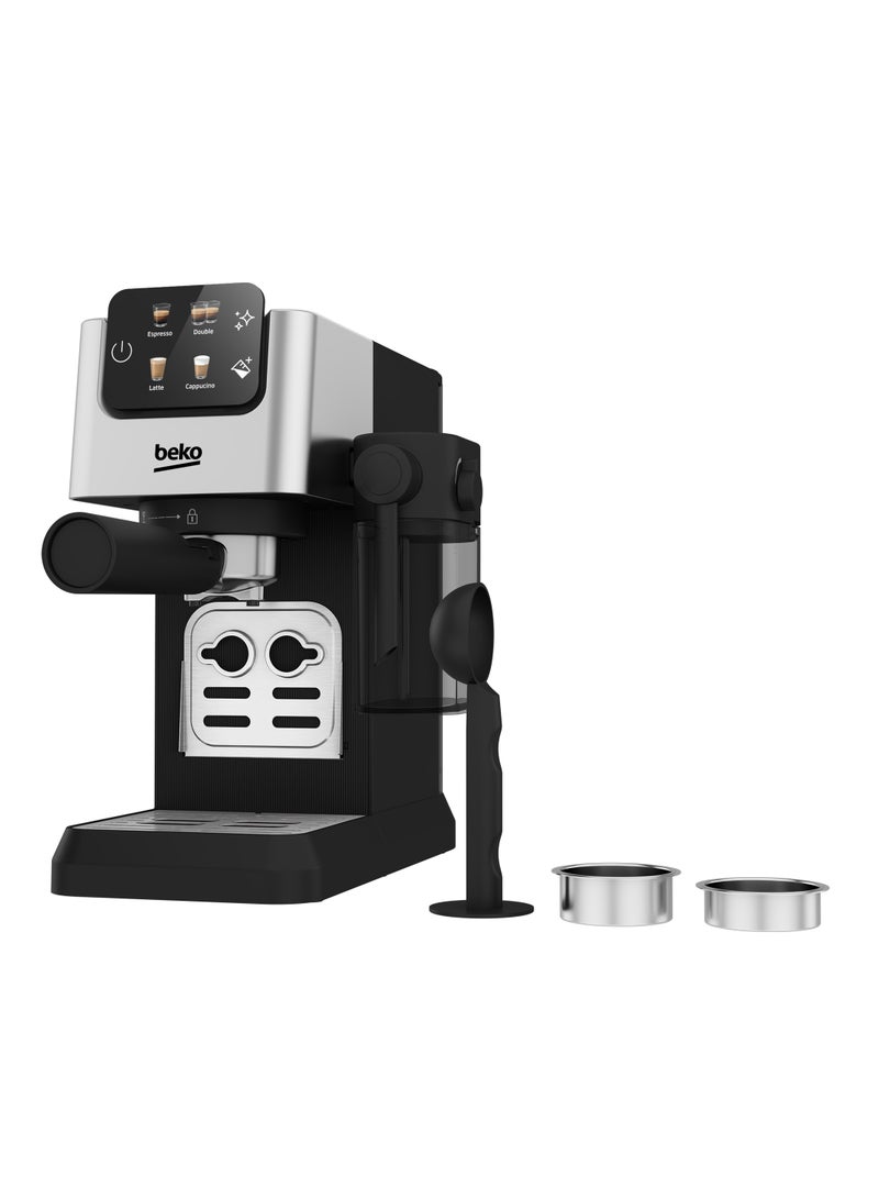 Digital Espresso 15 Bar Pressure, Capacity, 300ml Milk Container, LCD Screen, 1628 Watts, Ground Bean Storage - 1.1 L CEP5304X Stainless Steel