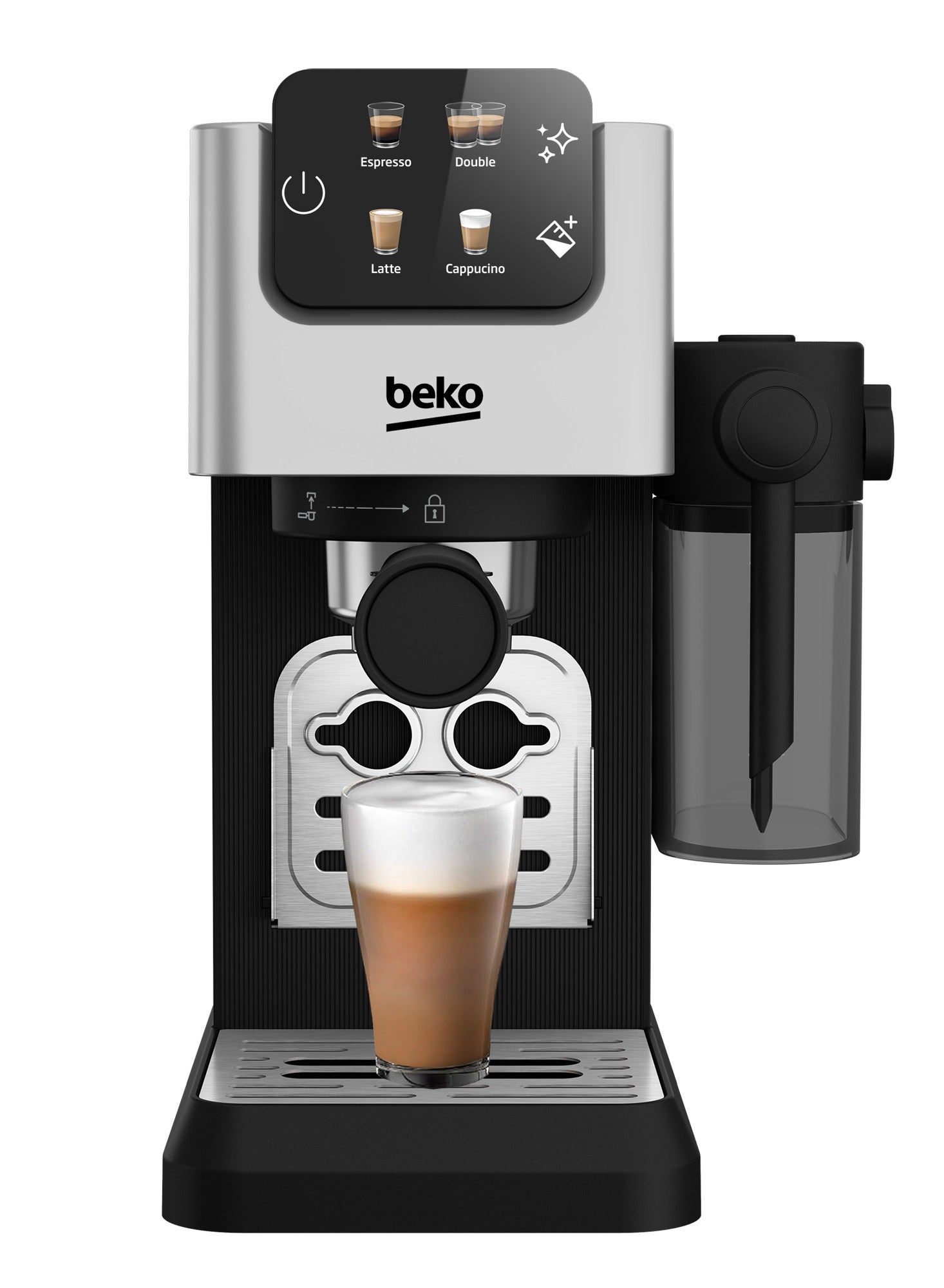 Digital Espresso 15 Bar Pressure, Capacity, 300ml Milk Container, LCD Screen, 1628 Watts, Ground Bean Storage - 1.1 L CEP5304X Stainless Steel 