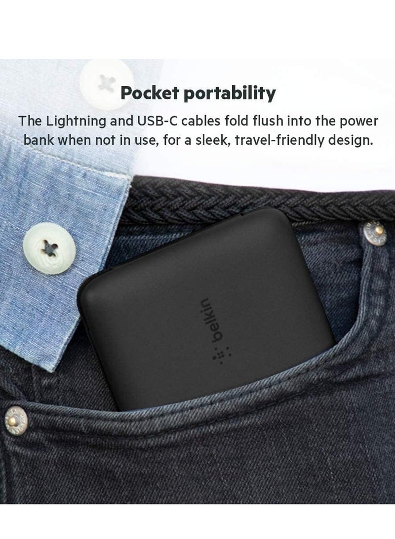 بيلكين شاحن محمول Boostcharge Plus 10K مع كابلات Lightning (Mfi) وUSB-C مدمجة ومنفذ شحن USB-C إضافي - Image 3