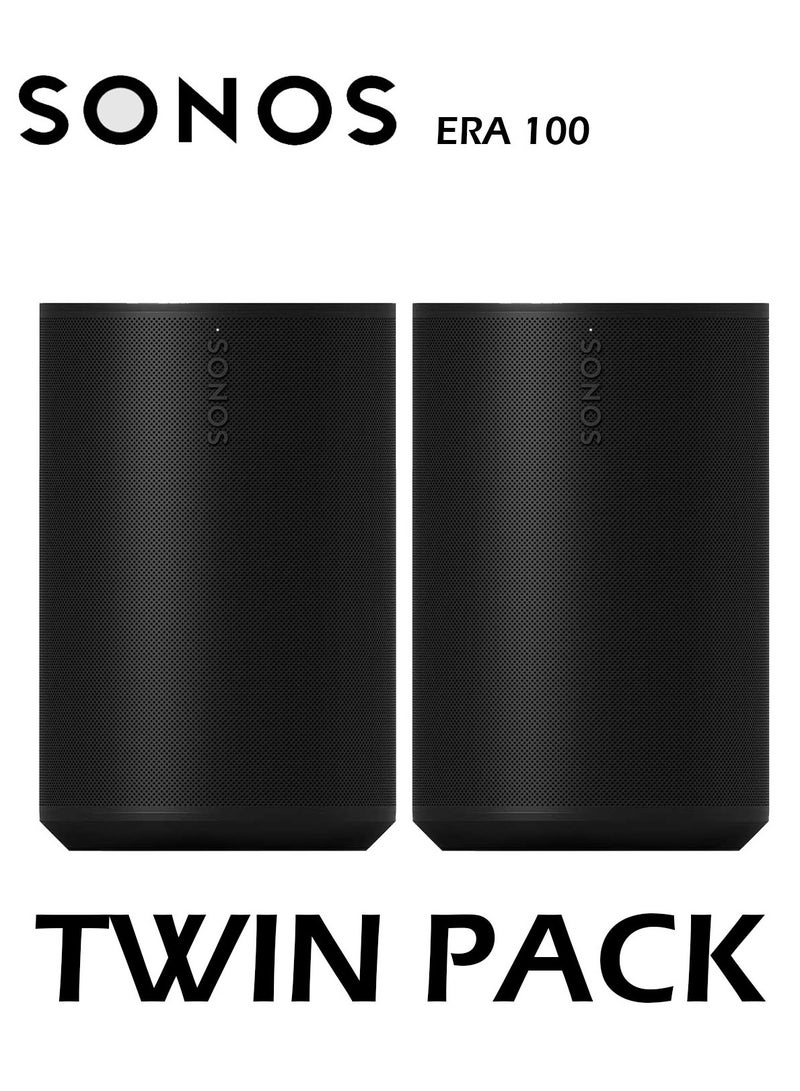 سونوس Era 100 Portable WIFI and Bluetooth Speakers Twin Pack With Hands-Free Control Black - Image 1