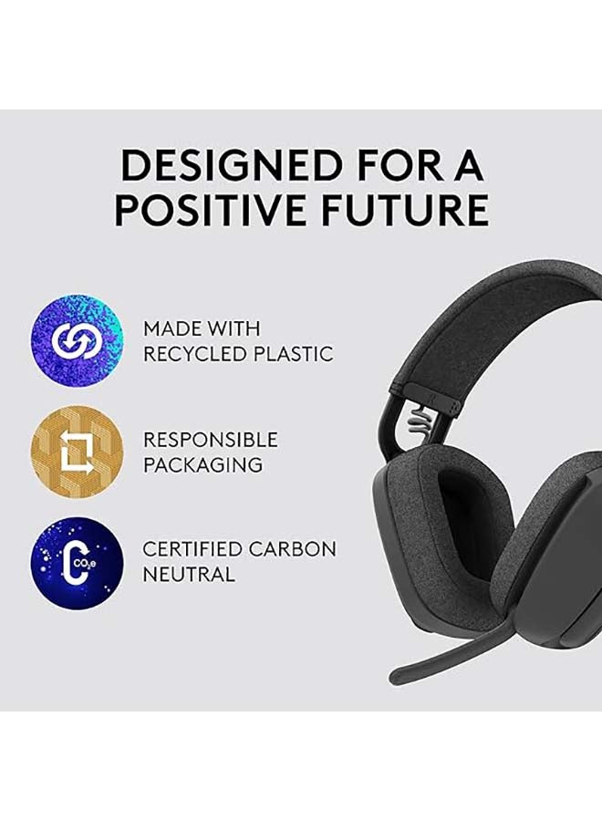 Logitech - Zone Vibe 100 Wireless Headset, 40mm Audio Drivers, Bluetooth Connectivity, Up to 30m Range, Flip-to-Mute NC Mic, 20H Battery Life, Memory Foam & Fabric Cushioning, USB-C, 981-001213 Graphite - Image 1
