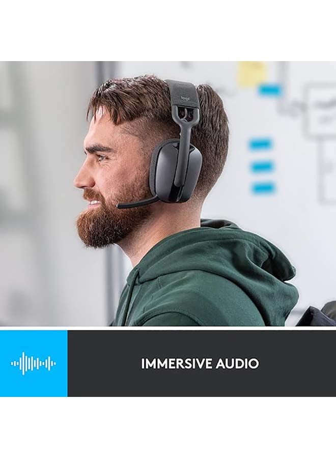 Logitech - Zone Vibe 100 Wireless Headset, 40mm Audio Drivers, Bluetooth Connectivity, Up to 30m Range, Flip-to-Mute NC Mic, 20H Battery Life, Memory Foam & Fabric Cushioning, USB-C, 981-001213 Graphite - Image 1