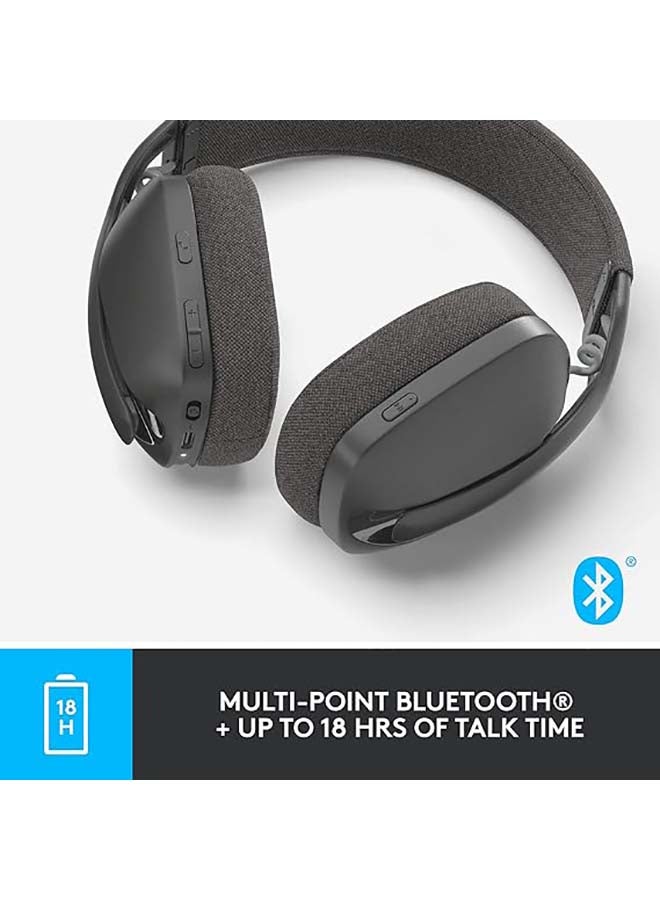 Logitech - Zone Vibe 100 Wireless Headset, 40mm Audio Drivers, Bluetooth Connectivity, Up to 30m Range, Flip-to-Mute NC Mic, 20H Battery Life, Memory Foam & Fabric Cushioning, USB-C, 981-001213 Graphite - Image 1