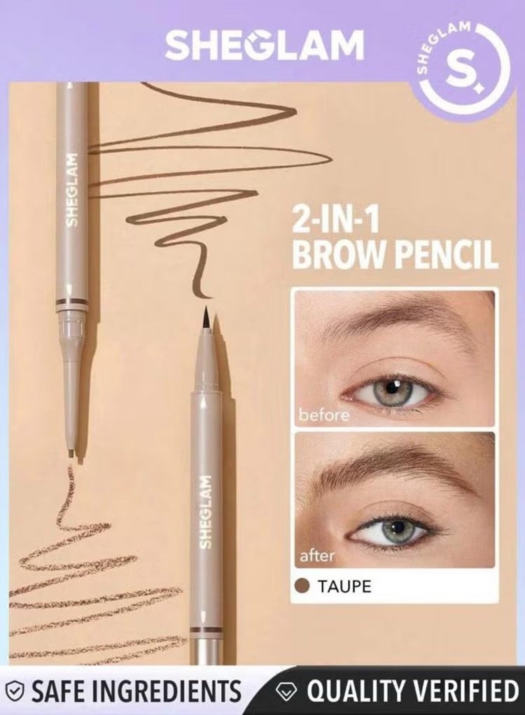 SHEGLAM - Brows On Demand Waterproof 2 In 1 Eyebrow Pencil Tupe Matte - Image 1