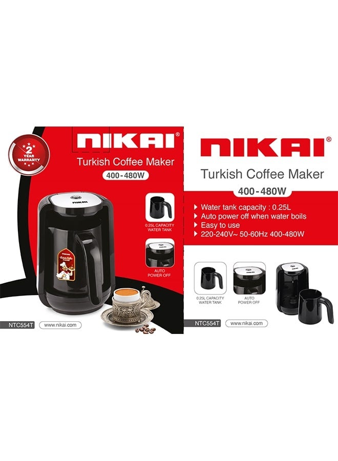 نيكاي ماكينة صنع القهوة التركية مع كوب 0.25 مل 480 وات NTC554T أسود - Image 3