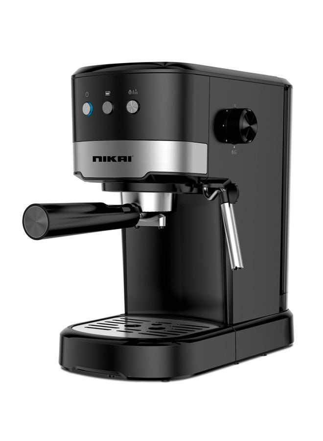 NIKAI 15 Bar Espresso/Cappuccino Coffee Maker, 1.2 Liter Detachable Drop Tray, High Pressure Frothing Function, Die-Cast Aluminum Alloy Boiler 1.2 L 1100 W NEM2990A Black 