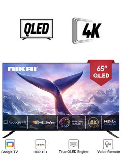 65 Inch 4K QLED Ultra HD Smart Google TV, Hands Free Voice Control, Game Master, Dolby Vision + Atmos, 4K HDR10+, Effortless Connectivity With Android & Apple Devices NPROG65QLED Black