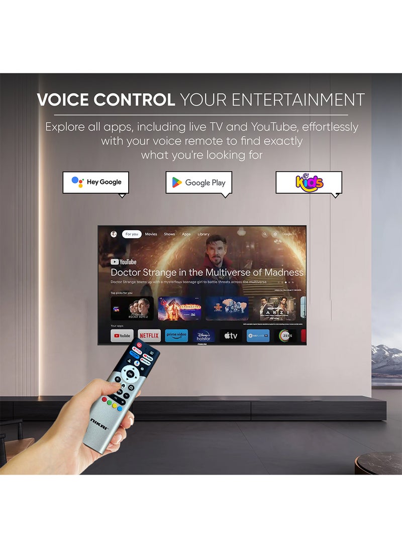 NIKAI - 75 Inch 4K QLED Ultra HD Smart Google TV, Hands-Free Voice Control, Game Master, Dolby Vision + Atmos, 4K HDR10+, Effortless Connectivity With Android & Apple Devices NPROG75QLED Black - Image 1