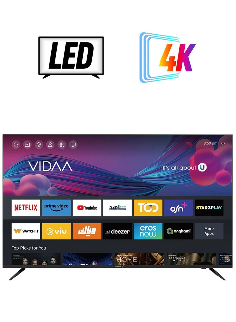 VIDEOCON 55 Inch Edgeless 4K UHD Smart TV With Bluetooth, Voice Mouse And Dolby Audio 2024 E55ELVD1100 Black  - Image 1