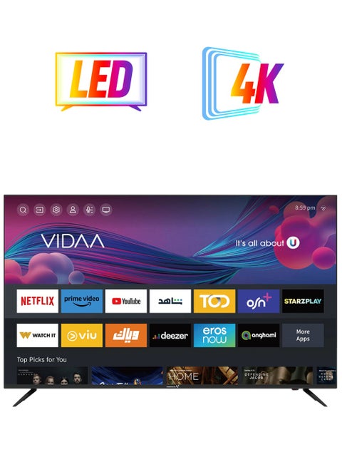 55 Inch Edgeless 4K UHD Smart TV With Bluetooth, Voice Mouse And Dolby Audio 2024 E55ELVD1100 Black