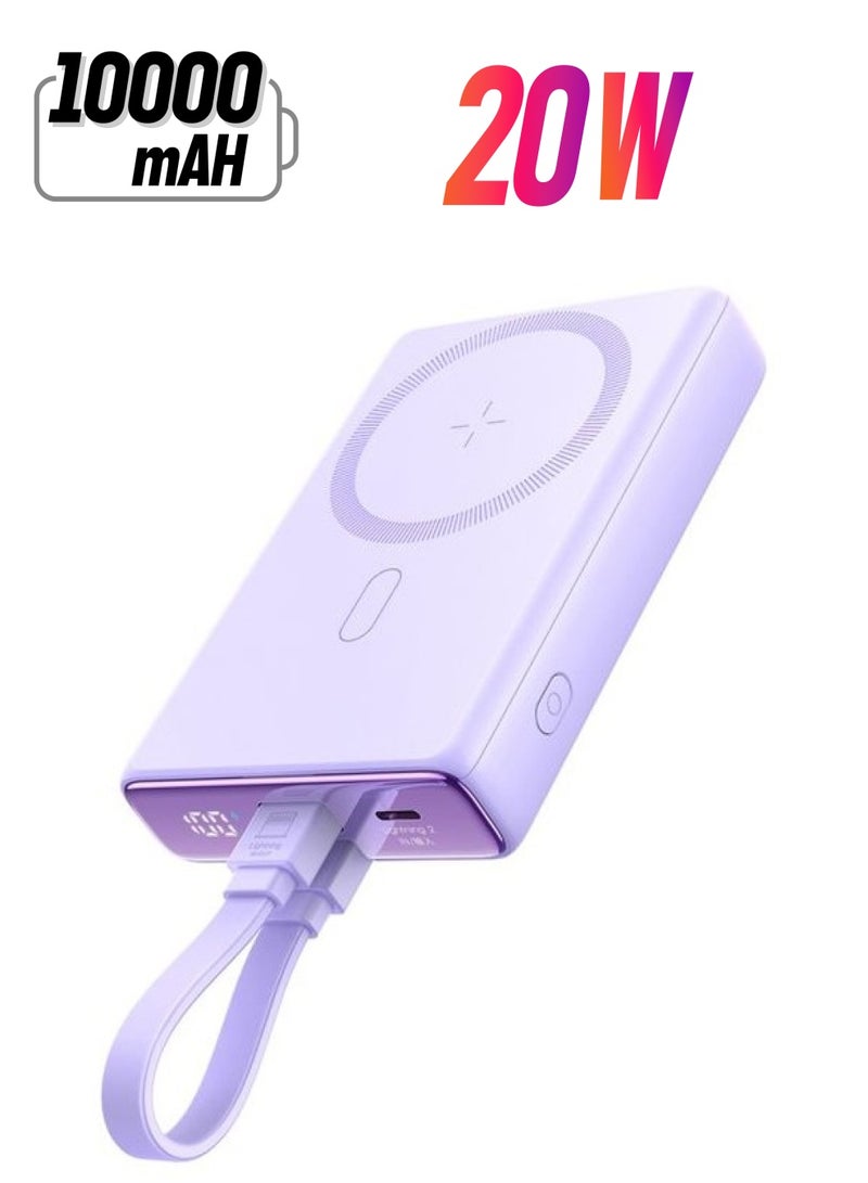 JOYROOM 10000 mAh Joyroom - Magnetic Power Bank (20W) MagSafe Compatible, USB-C Port, Including USB-C to Lightning Cable Purple  - Image 1