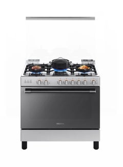 Toshiba 90 x 60 cm 5-Burner Gas Cooker Burner Steel With Cast Iron Pan Support RL2-90G5GE(MR) Clear  - Image 1
