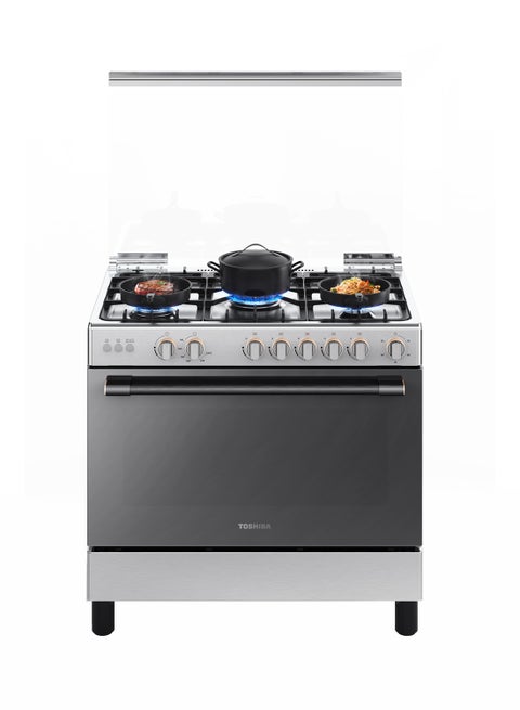 90 x 60 cm 5-Burner Gas Cooker Burner Steel With Cast Iron Pan Support RL2-90G5GE(MR) Clear