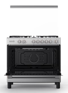 Toshiba 90 x 60 cm 5-Burner Gas Cooker Burner Steel With Cast Iron Pan Support RL2-90G5GE(MR) Clear  - Image 3