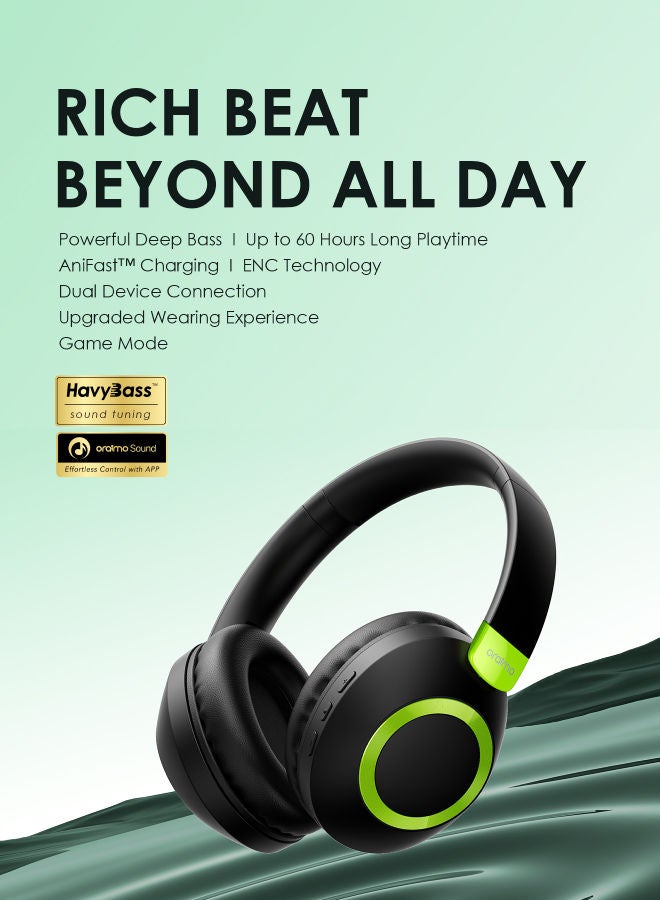 Oraimo - Oraimo BoomPop 2 ENC Over-Ear Wireless Headphones Black - Image 1
