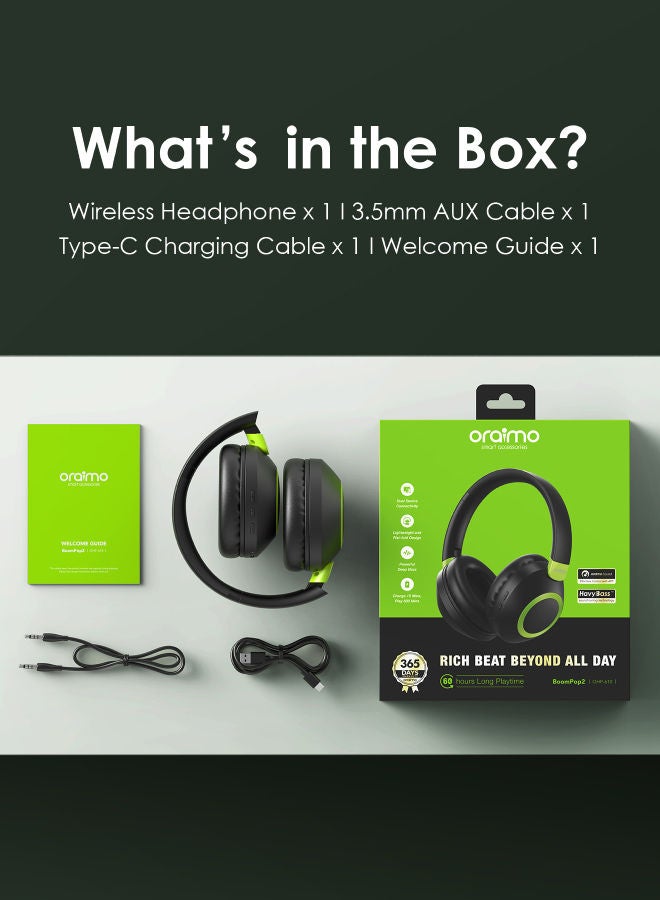 Oraimo - Oraimo BoomPop 2 ENC Over-Ear Wireless Headphones Black - Image 1
