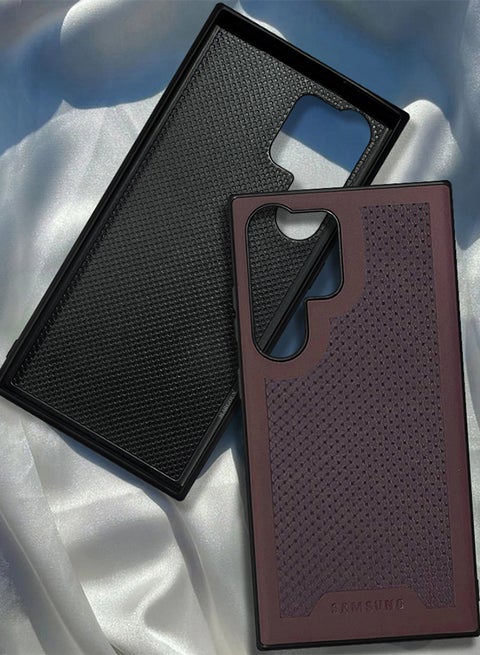 Samsung Galaxy S24 Ultra Case Anti Slip Textured Design Scratch Resistant Shock Absorbing Case Cover Maroon