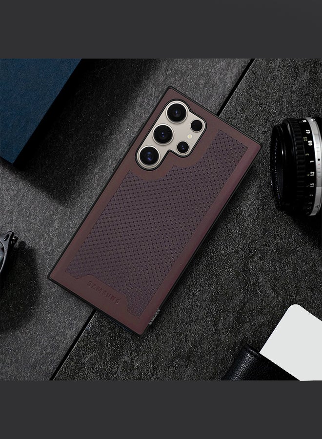 Samsung Galaxy S24 Ultra Case Anti Slip Textured Design Scratch Resistant Shock Absorbing Case Cover Maroon
