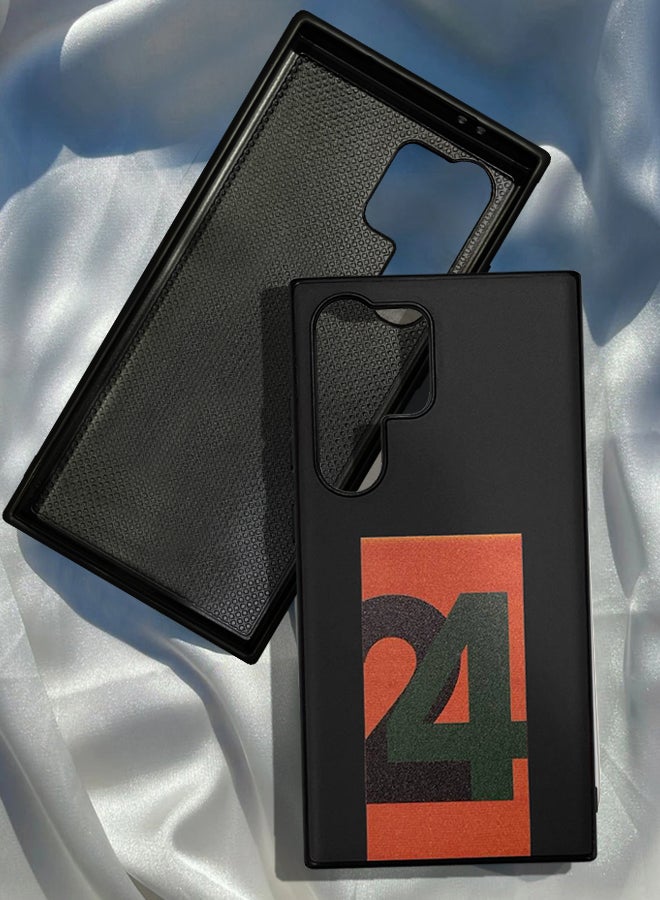 MARGOUN Samsung Galaxy S24 Ultra Case Hard PC Case With Print Design Luxury and Durable Case Cover Thin And Lightweight Case Black - Image 1