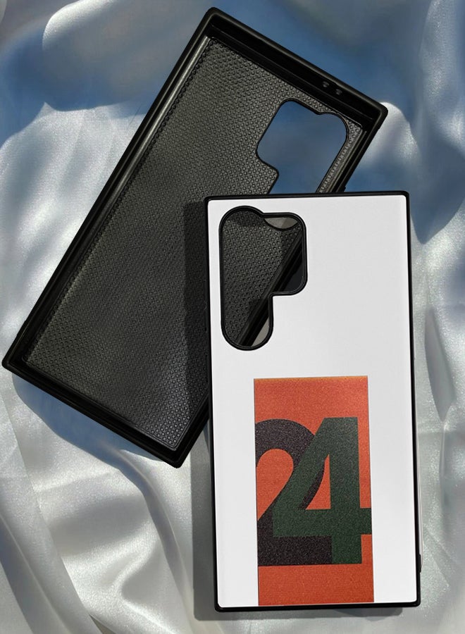 مارجون Samsung Galaxy S24 Ultra Case Hard PC Case With Print Design Luxury and Durable Case Cover Thin And Lightweight Case White - Image 1